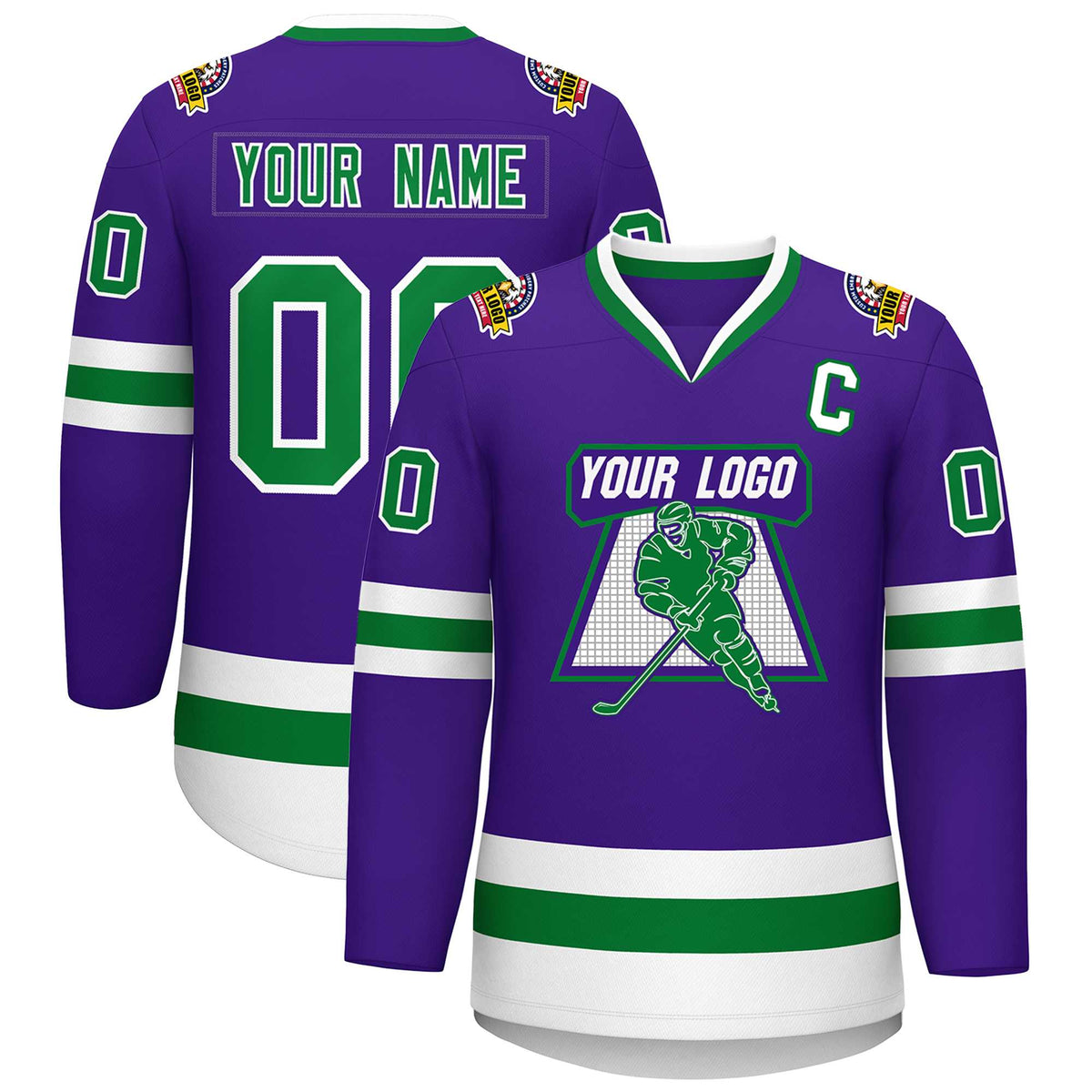 Custom Purple Kelly Green-White Classic Style Hockey Jersey | KXKSHOP