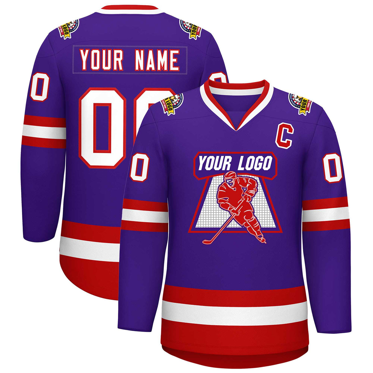 Custom Purple White-Red Classic Style Hockey Jersey | KXKSHOP