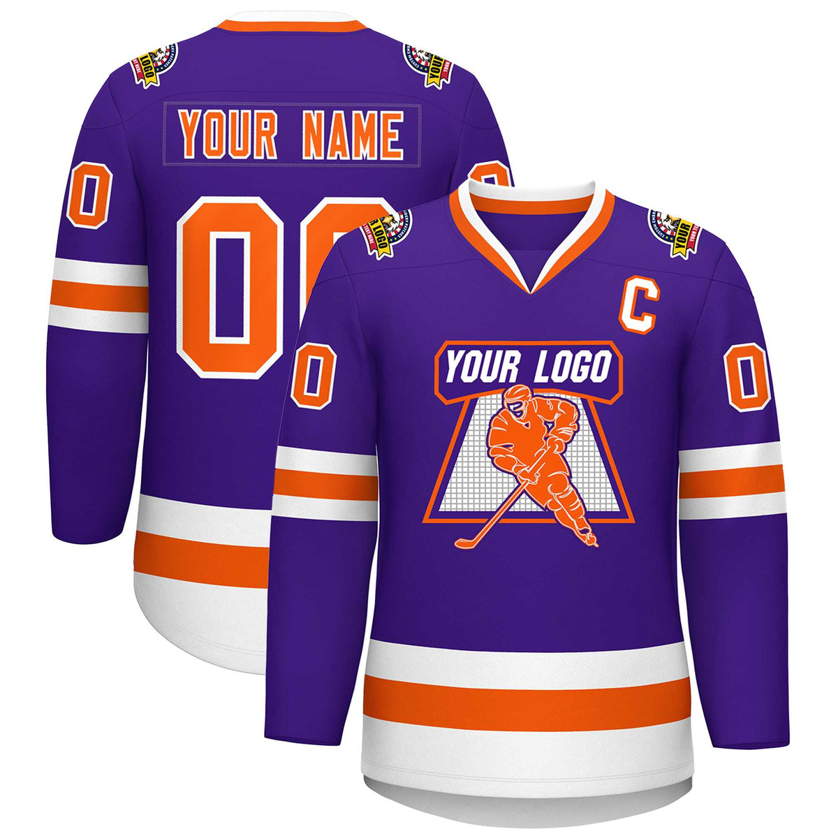 Custom Purple Orange-White Classic Style Hockey Jersey | KXKSHOP