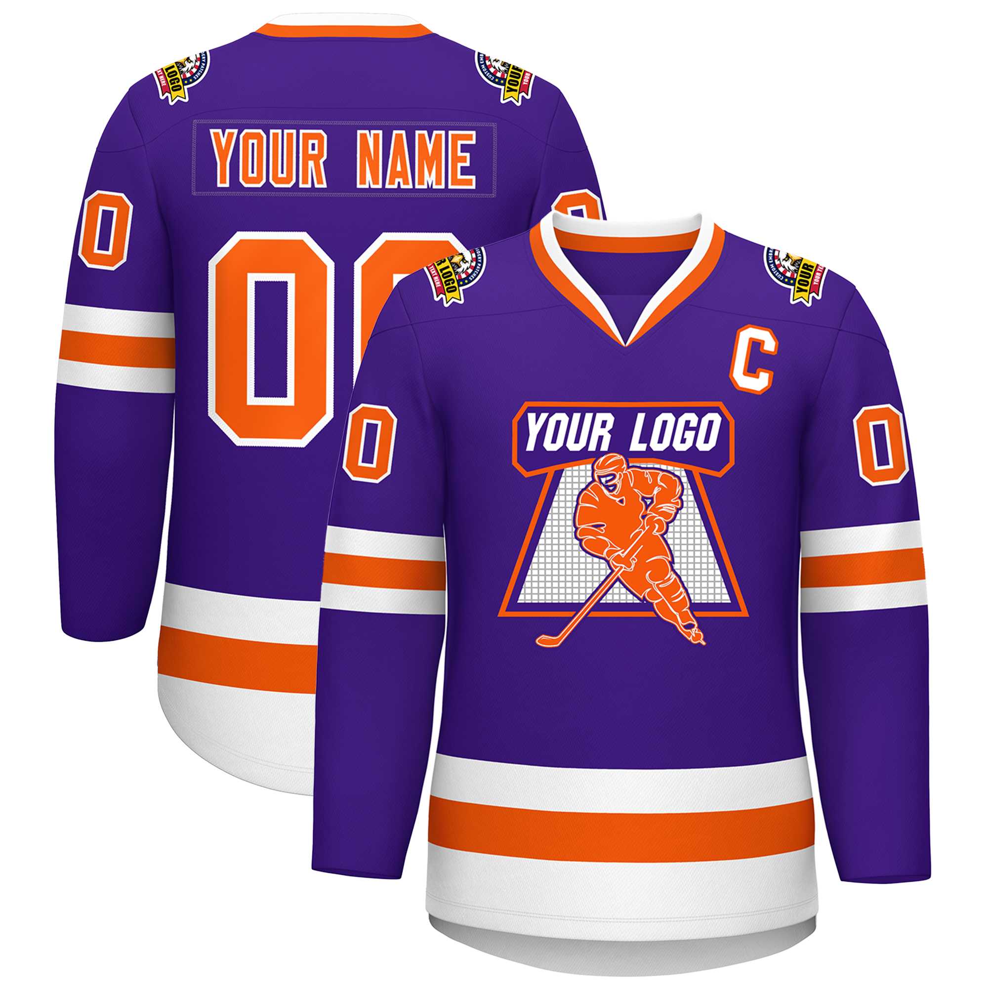 Custom Purple Orange-White Classic Style Hockey Jersey | KXKSHOP