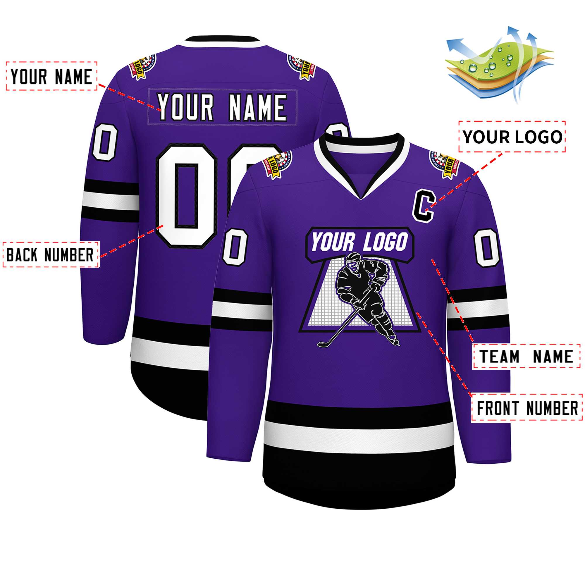 Custom Purple White-Black Classic Style Hockey Jersey | KXKSHOP