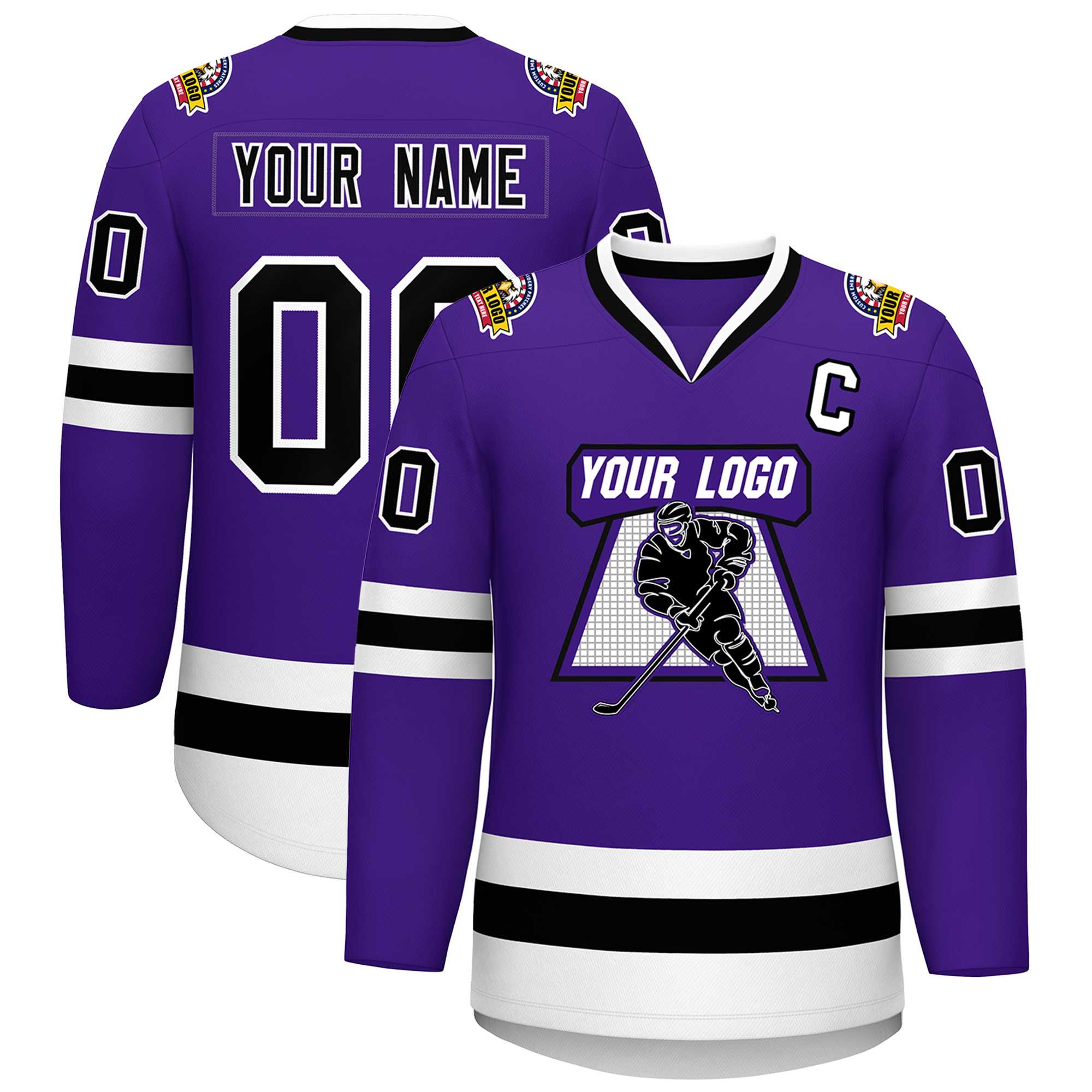Custom Purple Black-White Classic Style Hockey Jersey | KXKSHOP