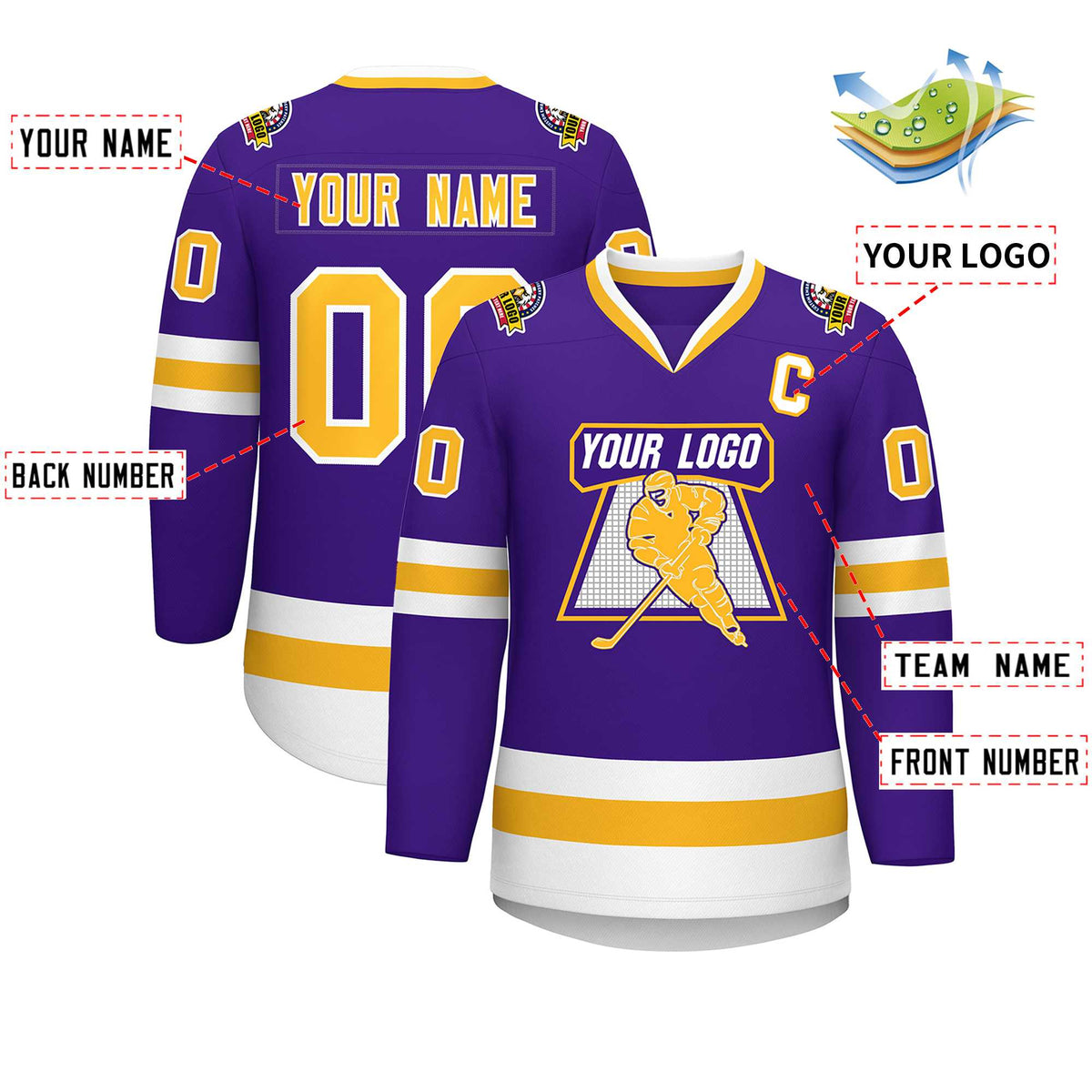 Custom Purple Gold-White Classic Style Hockey Jersey | KXKSHOP