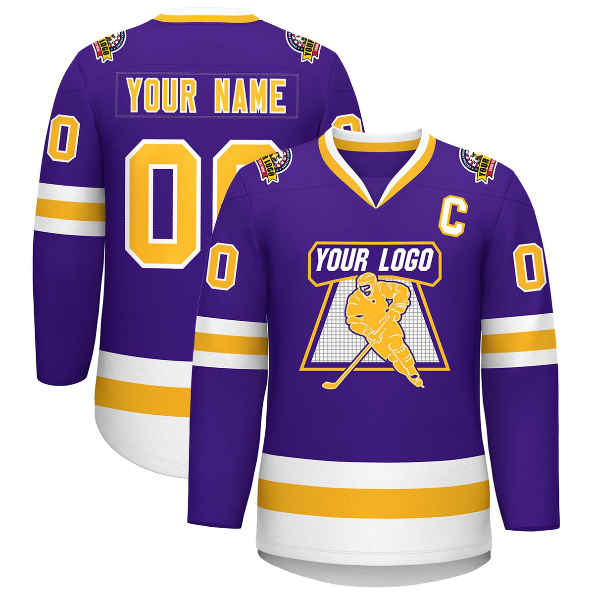 Custom Purple Gold-White Classic Style Hockey Jersey | KXKSHOP