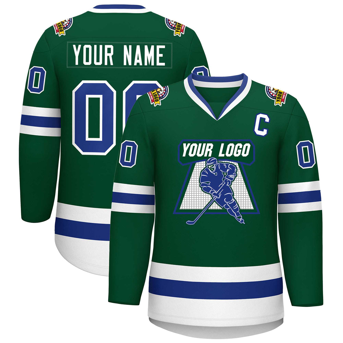 Custom Green Royal-White Classic Style Hockey Jersey | KXKSHOP