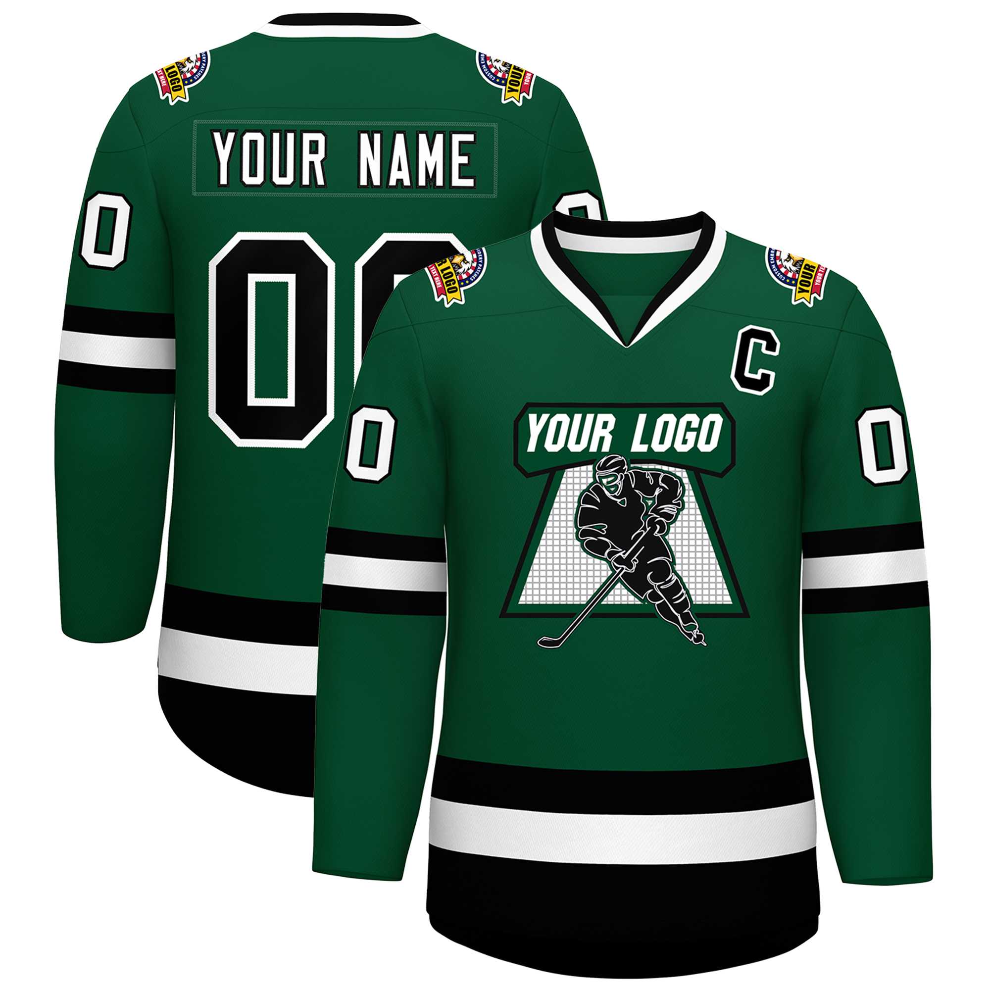 Custom Green Black-White Classic Style Hockey Jersey | KXKSHOP