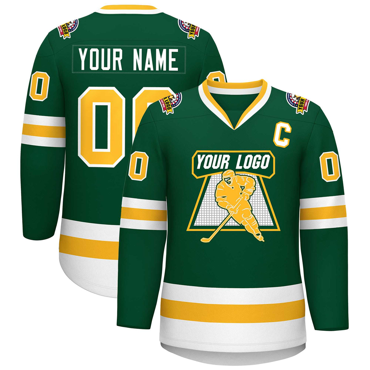 Custom Green Gold-White Classic Style Hockey Jersey | KXKSHOP