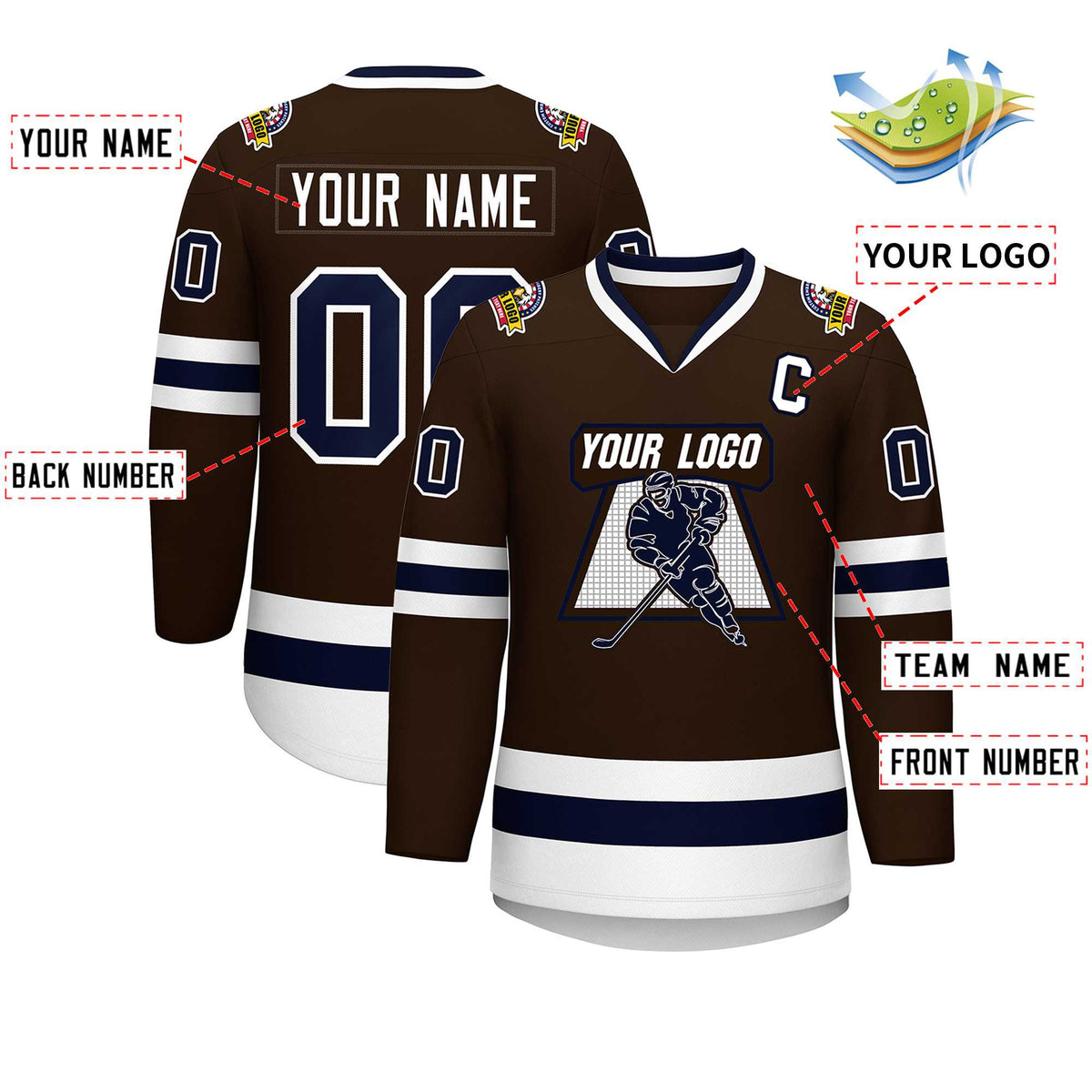Custom Brown Navy-White Classic Style Hockey Jersey | KXKSHOP