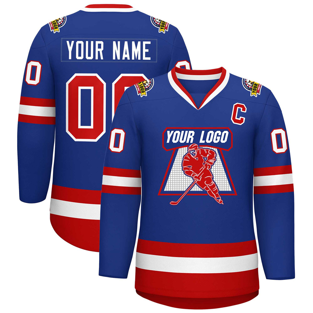 Custom Royal Red-White Classic Style Hockey Jersey | KXKSHOP