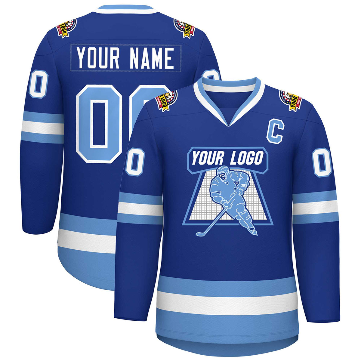 Custom Royal Light Blue-White Classic Style Hockey Jersey | KXKSHOP