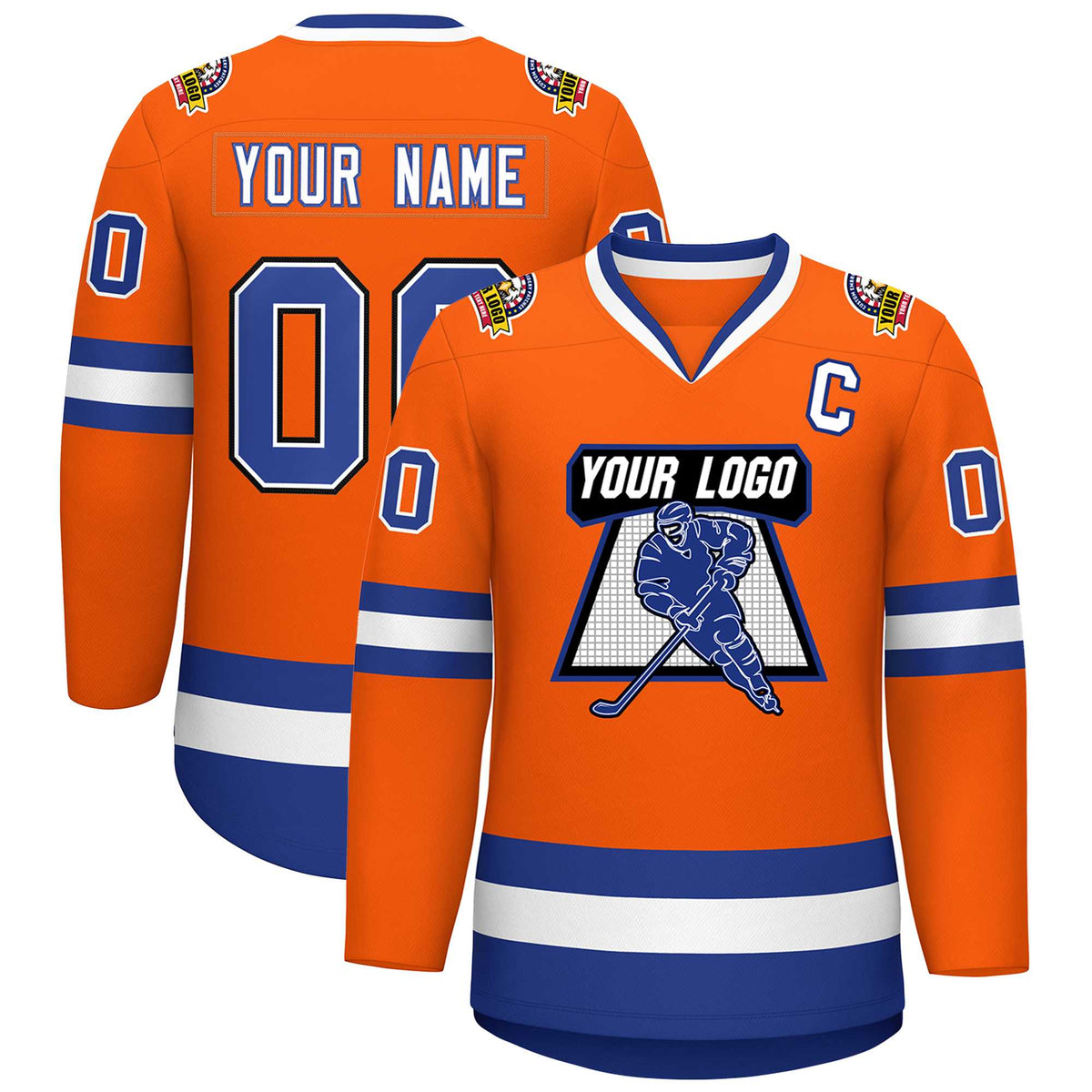 Custom Orange Royal White-Black Classic Style Hockey Jersey | KXKSHOP