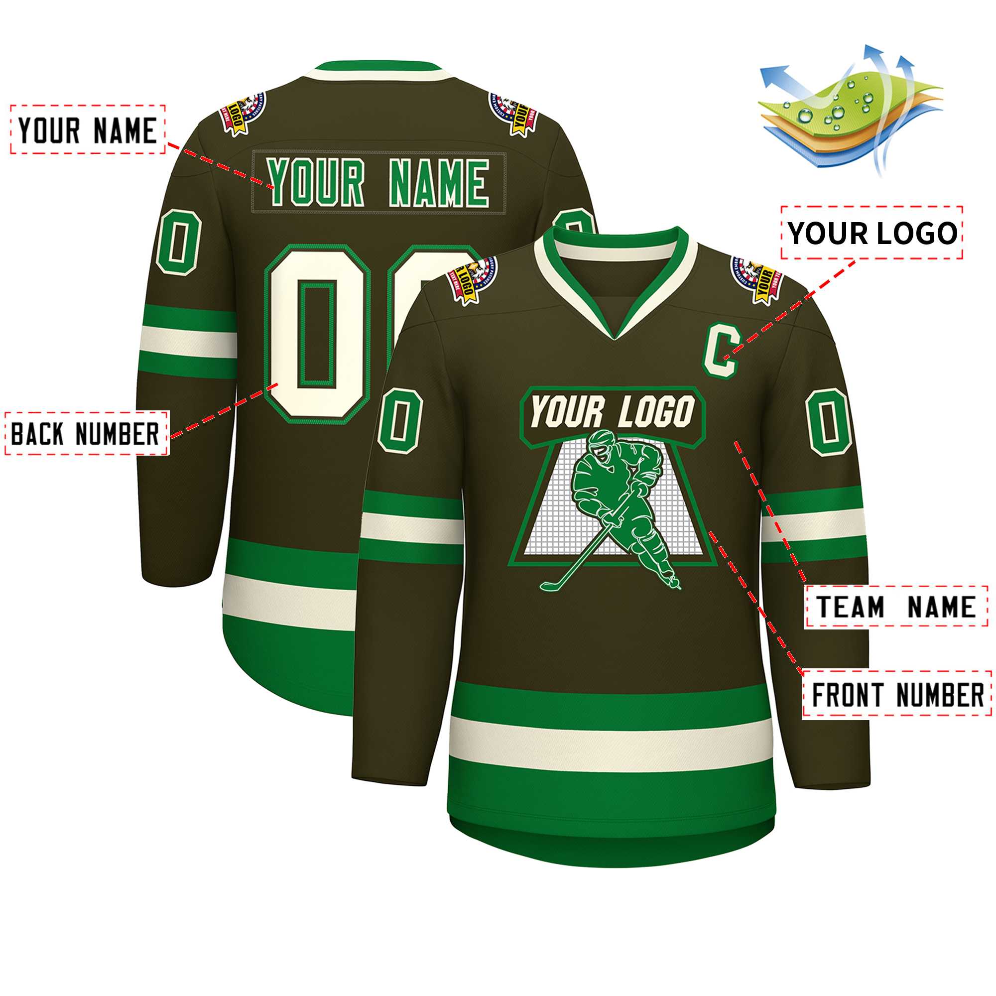 Custom Olive Khaki Olive-Kelly Green Classic Style Hockey Jersey | KXKSHOP