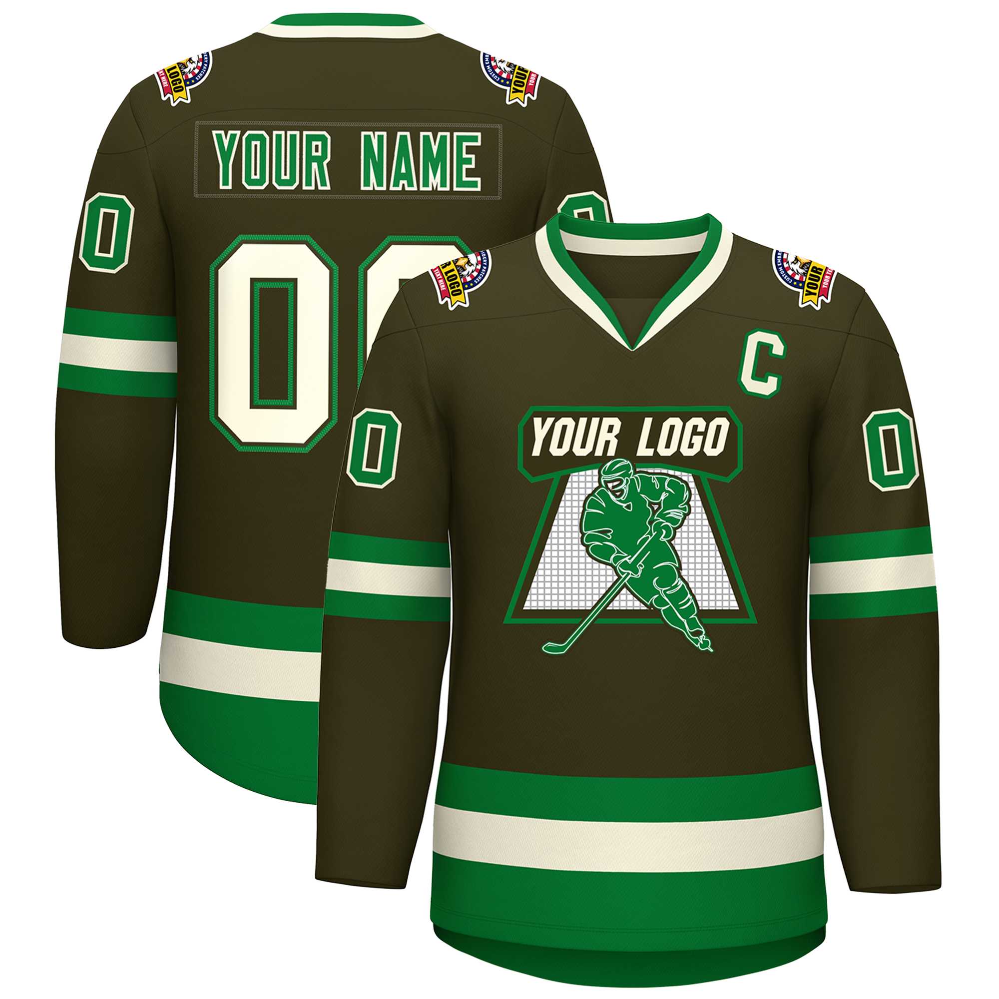 Custom Olive Khaki Olive-Kelly Green Classic Style Hockey Jersey | KXKSHOP