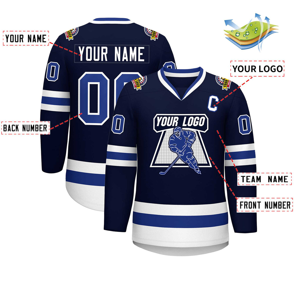 Custom Navy Royal-White Classic Style Hockey Jersey | KXKSHOP