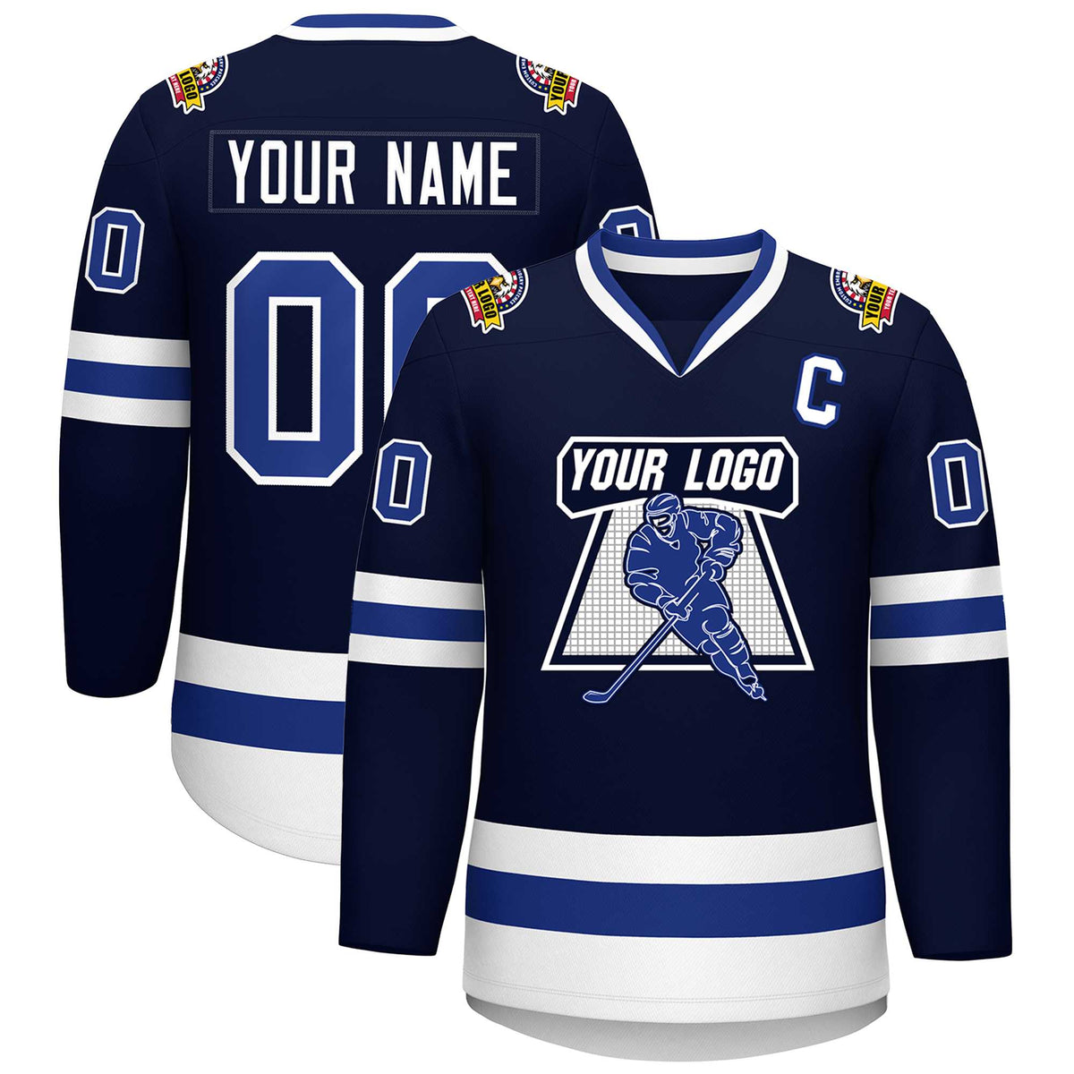Custom Navy Royal-White Classic Style Hockey Jersey | KXKSHOP