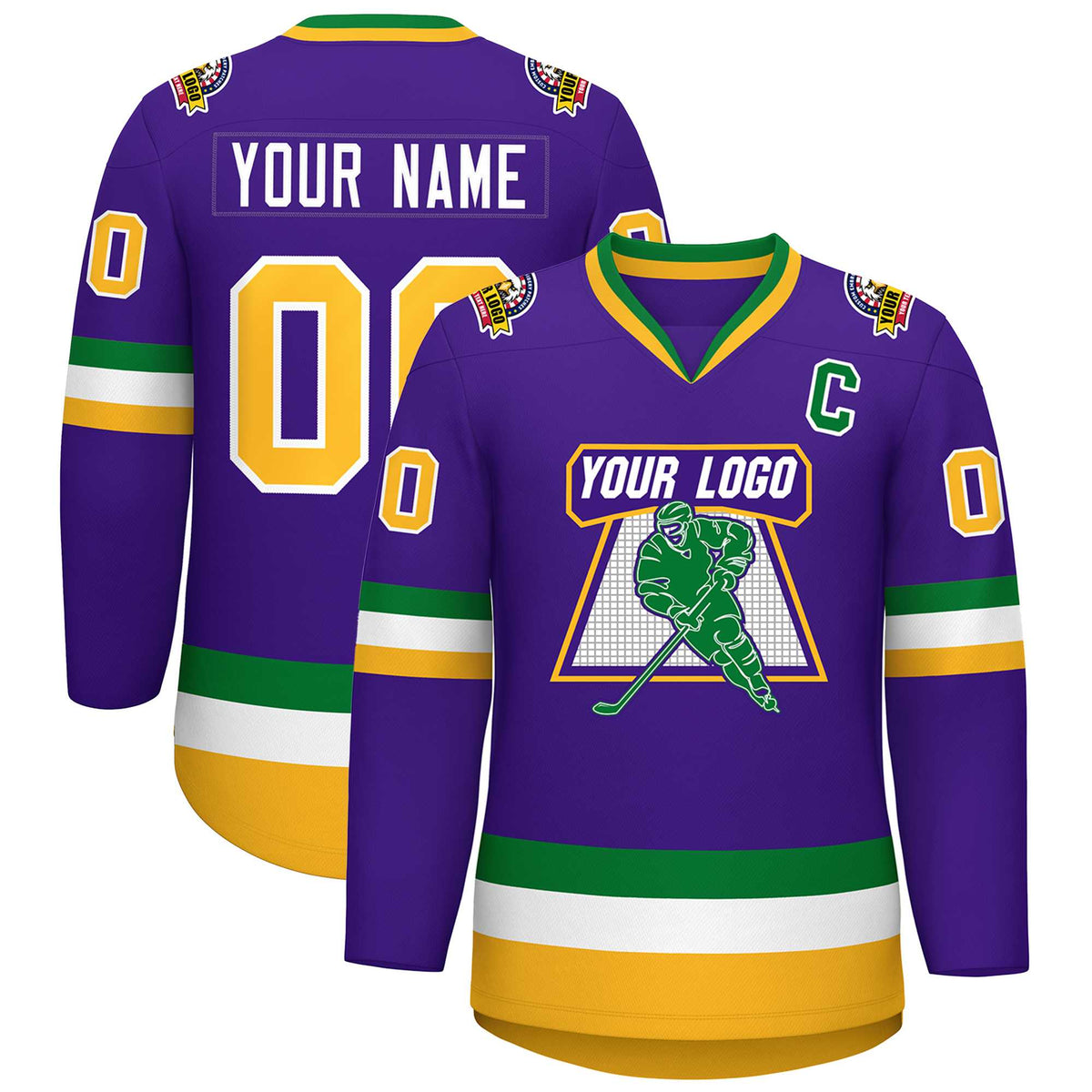 Custom Purple Gold-White Classic Style Hockey Jersey | KXKSHOP