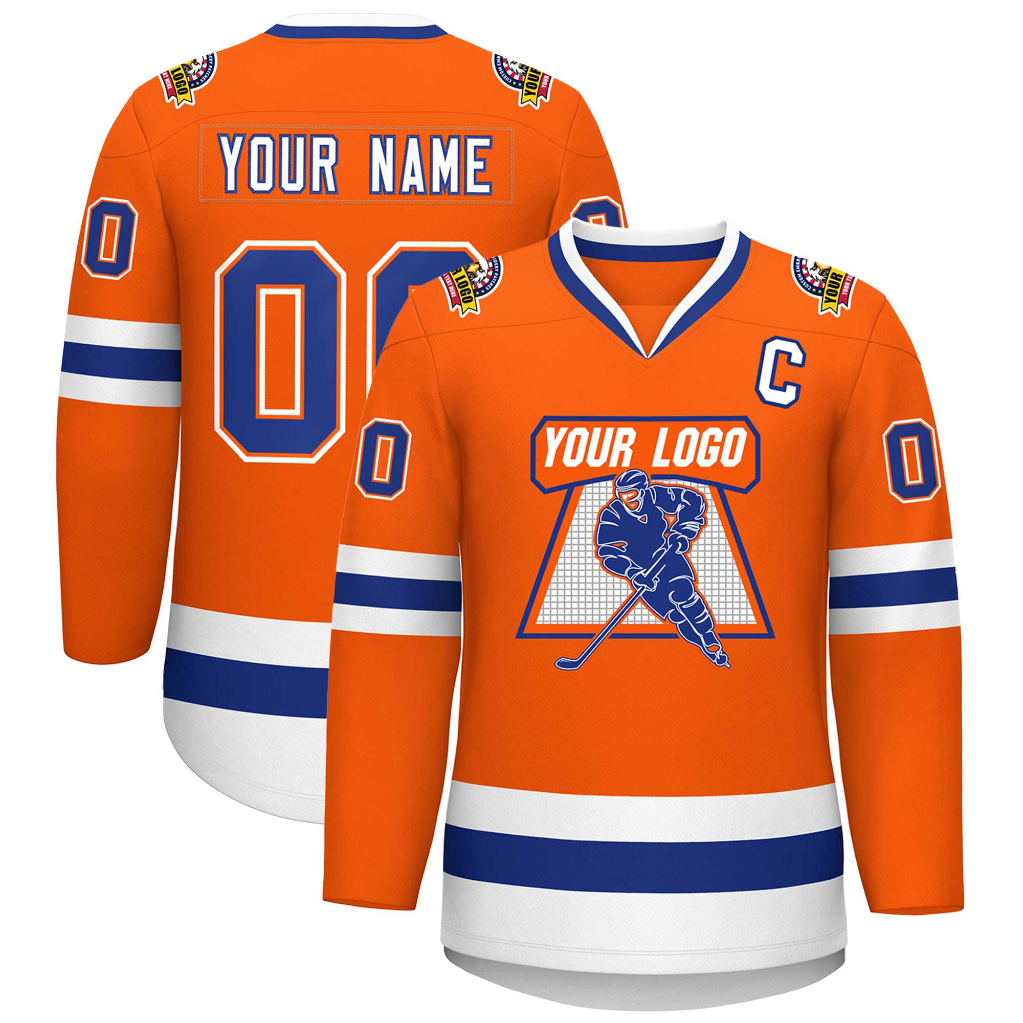 Custom Orange Royal Orange-White Classic Style Hockey Jersey | KXKSHOP