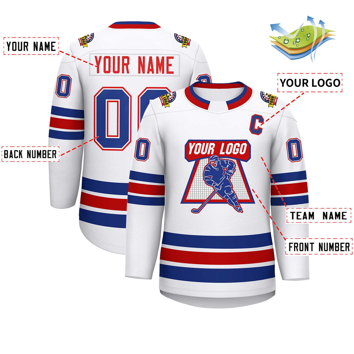 Custom White Red-Royal Classic Style Hockey Jersey | KXKSHOP