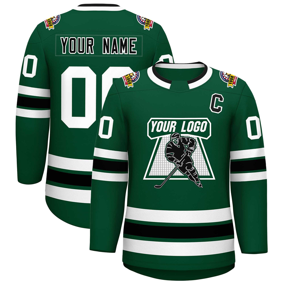 Custom Green Black-White Classic Style Hockey Jersey | KXKSHOP