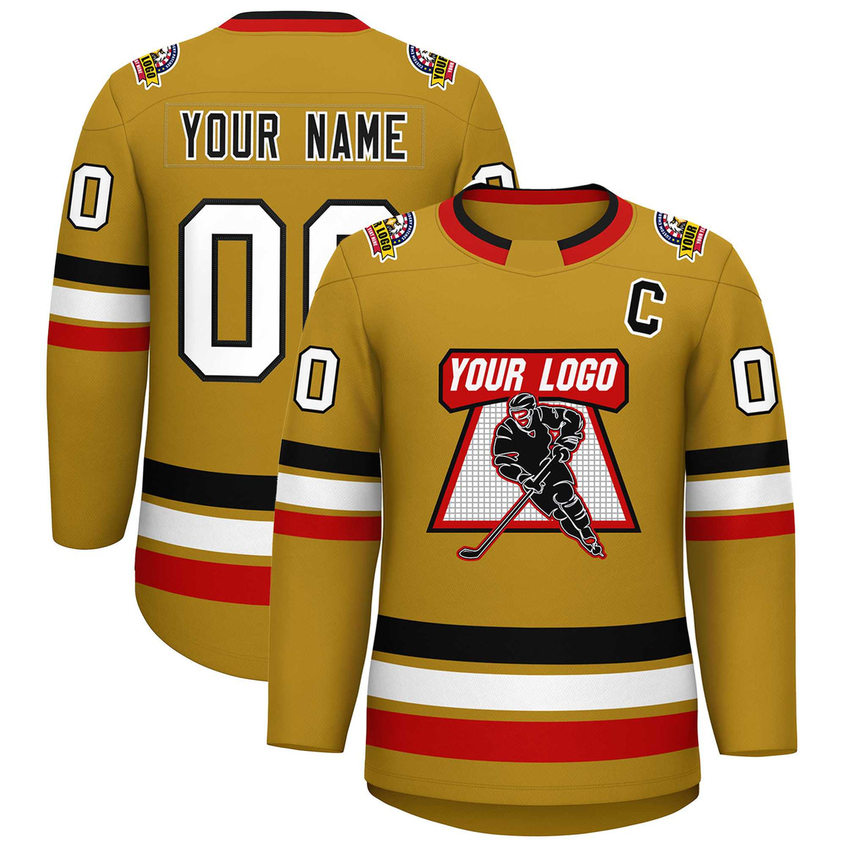 Custom Old Gold Black-White Classic Style Hockey Jersey | KXKSHOP