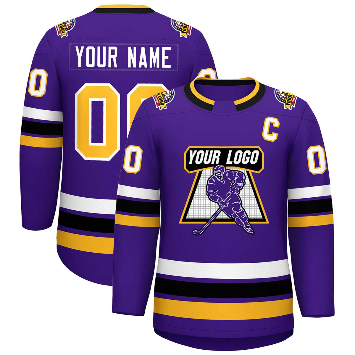Custom Purple Gold-White Classic Style Hockey Jersey | KXKSHOP