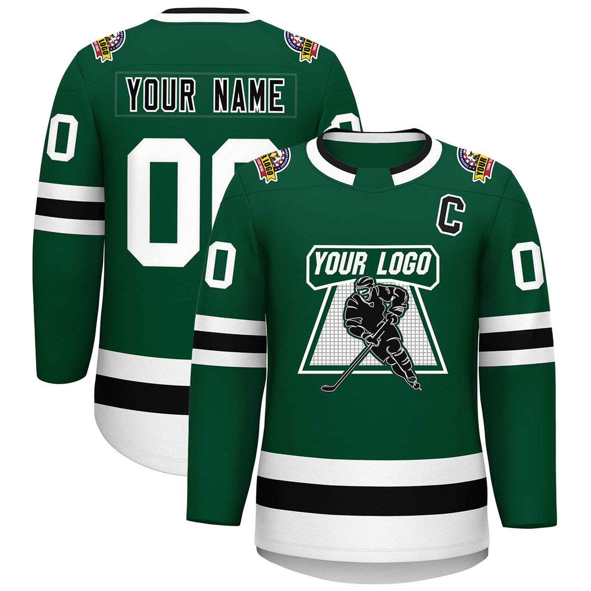 Custom Green Black-White Classic Style Hockey Jersey | KXKSHOP