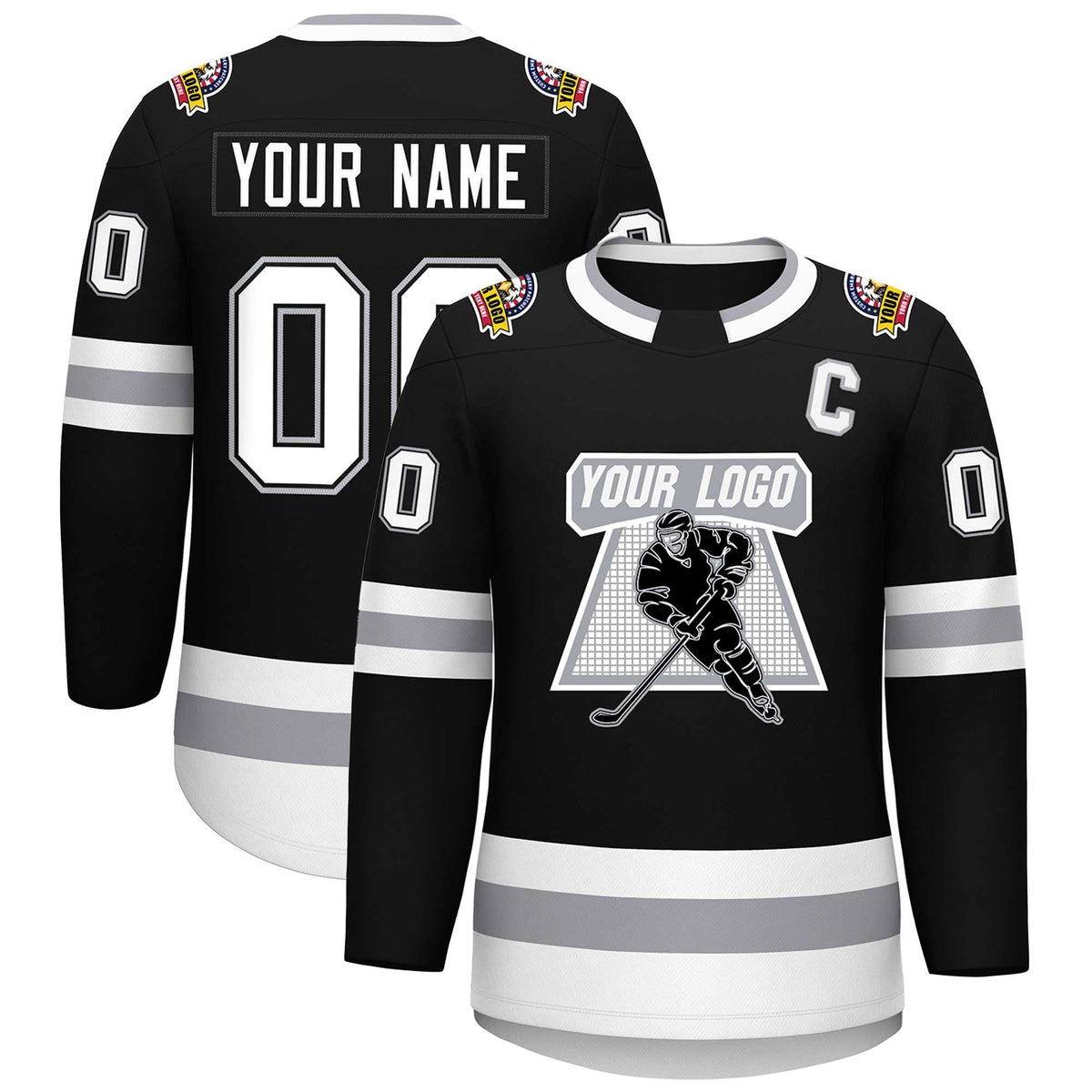 Custom Black White Black-Gray Classic Style Hockey Jersey | KXKSHOP
