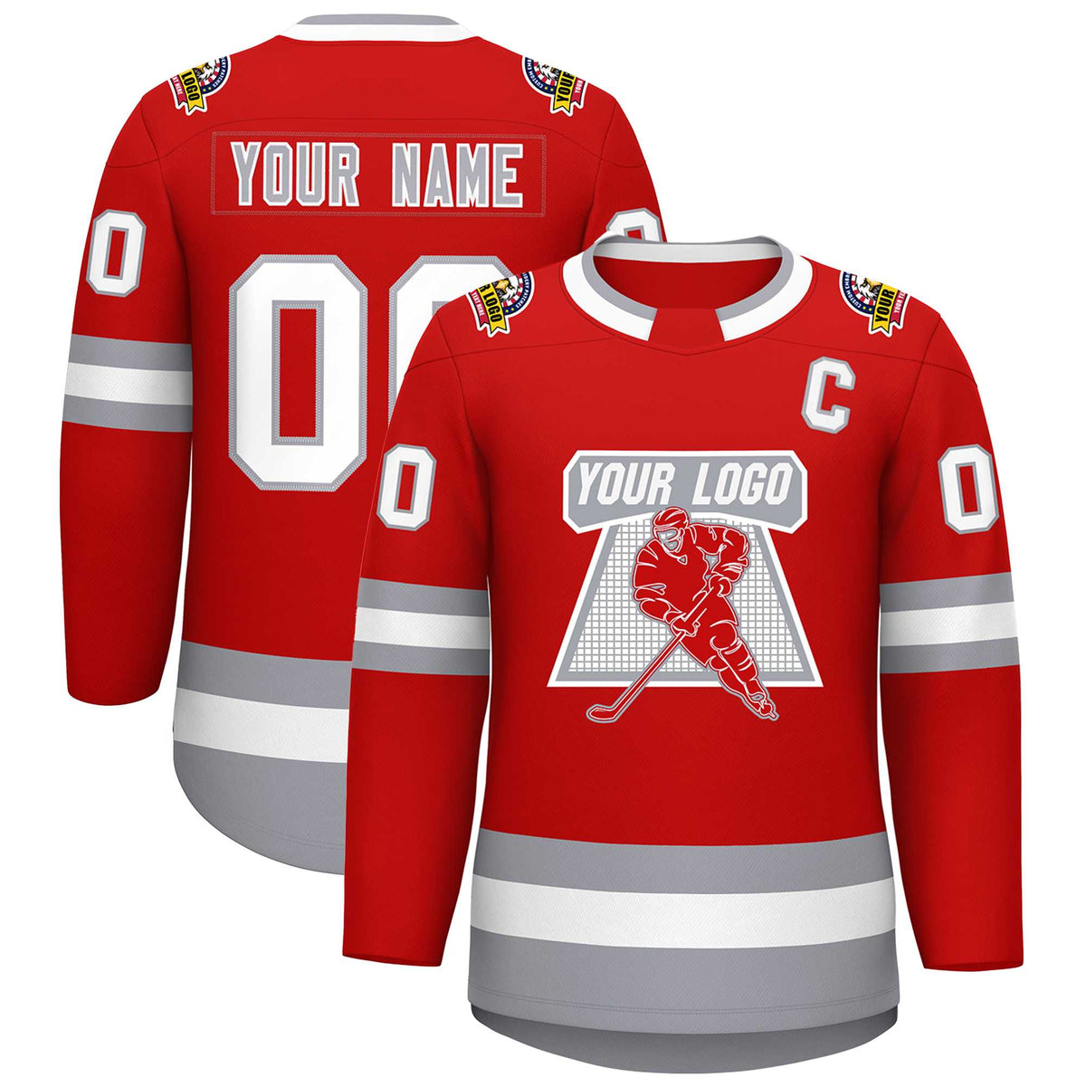 Custom Red White Red-Gray Classic Style Hockey Jersey | KXKSHOP