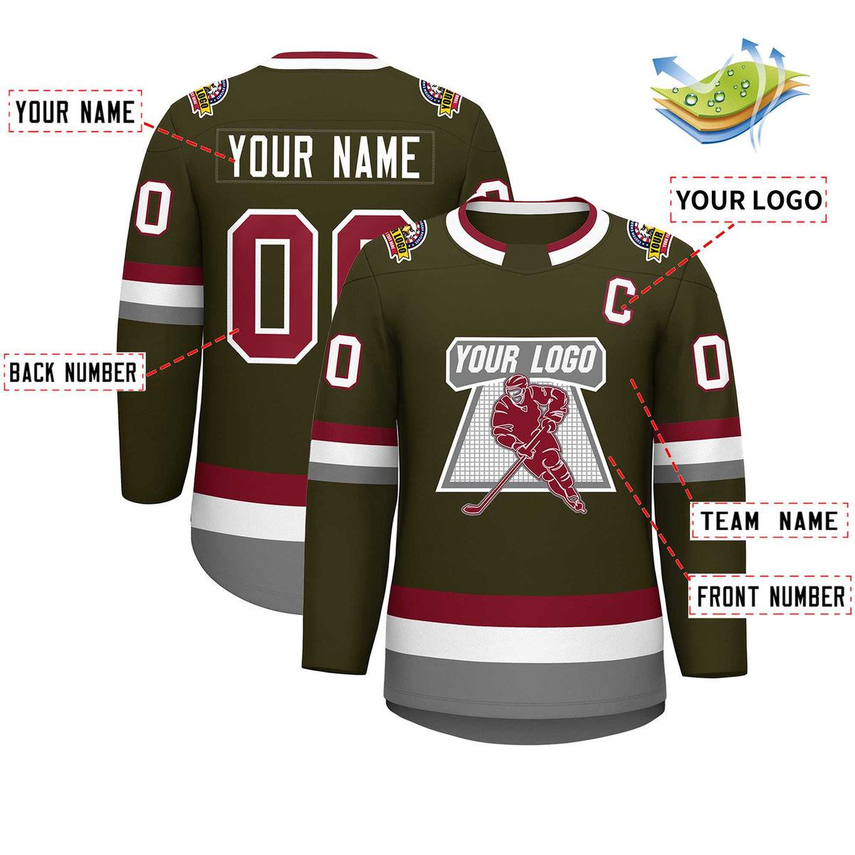 Custom Olive Crimson-White Classic Style Hockey Jersey | KXKSHOP