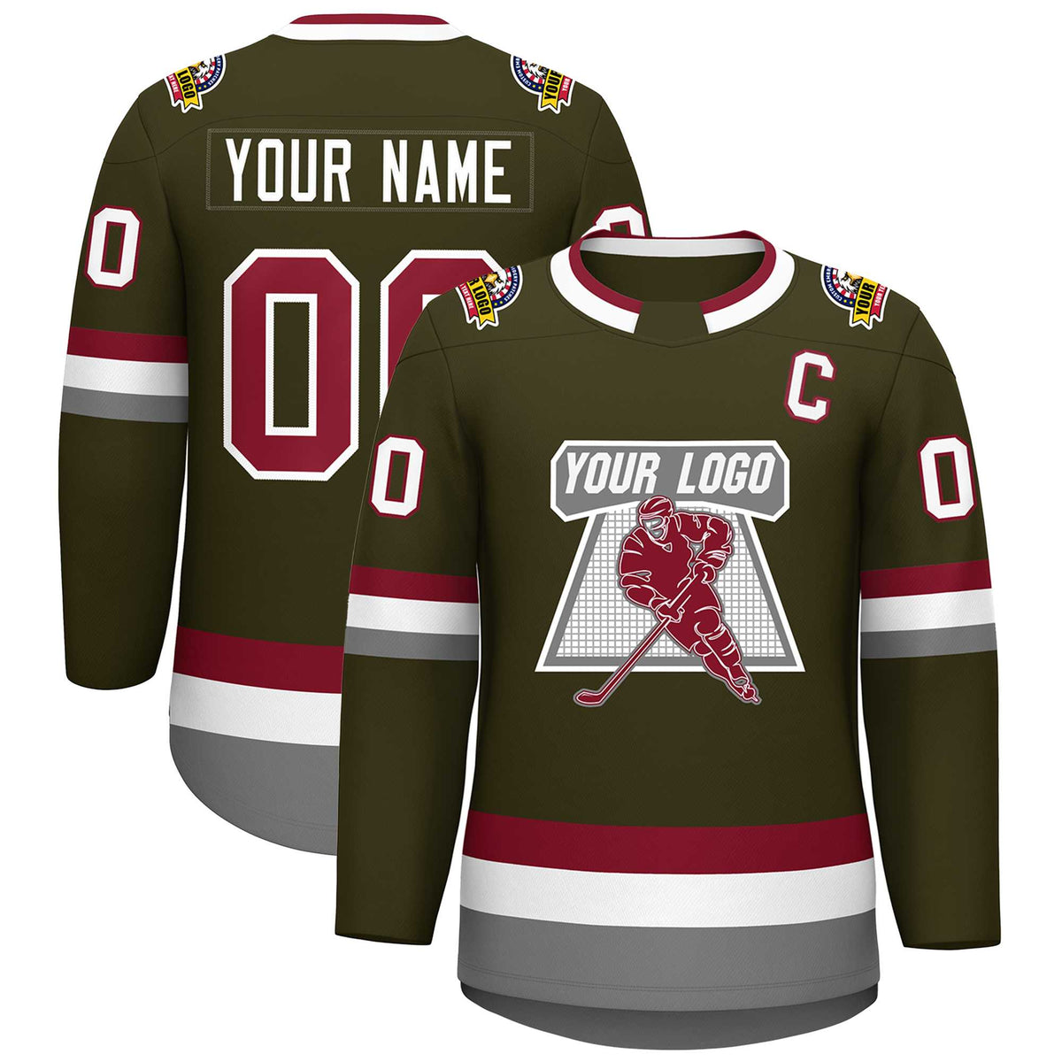 Custom Olive Crimson-White Classic Style Hockey Jersey | KXKSHOP