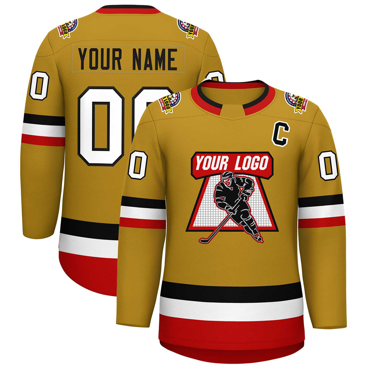 Custom Old Gold Black-White Classic Style Hockey Jersey | KXKSHOP