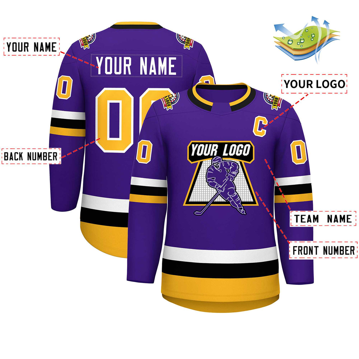 Custom Purple Gold-White Classic Style Hockey Jersey | KXKSHOP