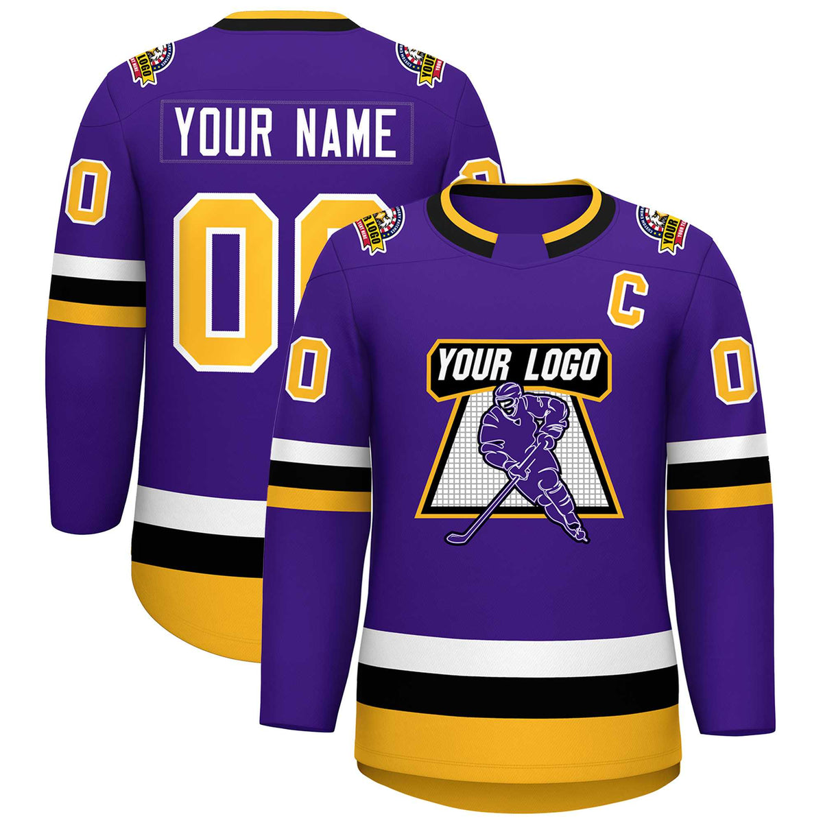 Custom Purple Gold-White Classic Style Hockey Jersey | KXKSHOP