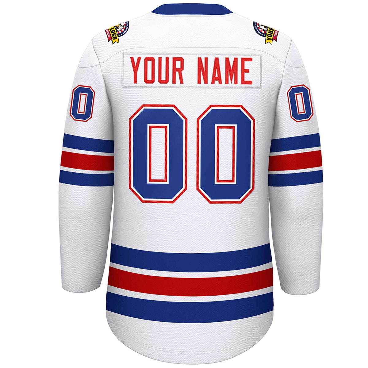 Custom White Royal-Red Lace-Up Neck Hockey Jersey | KXKSHOP