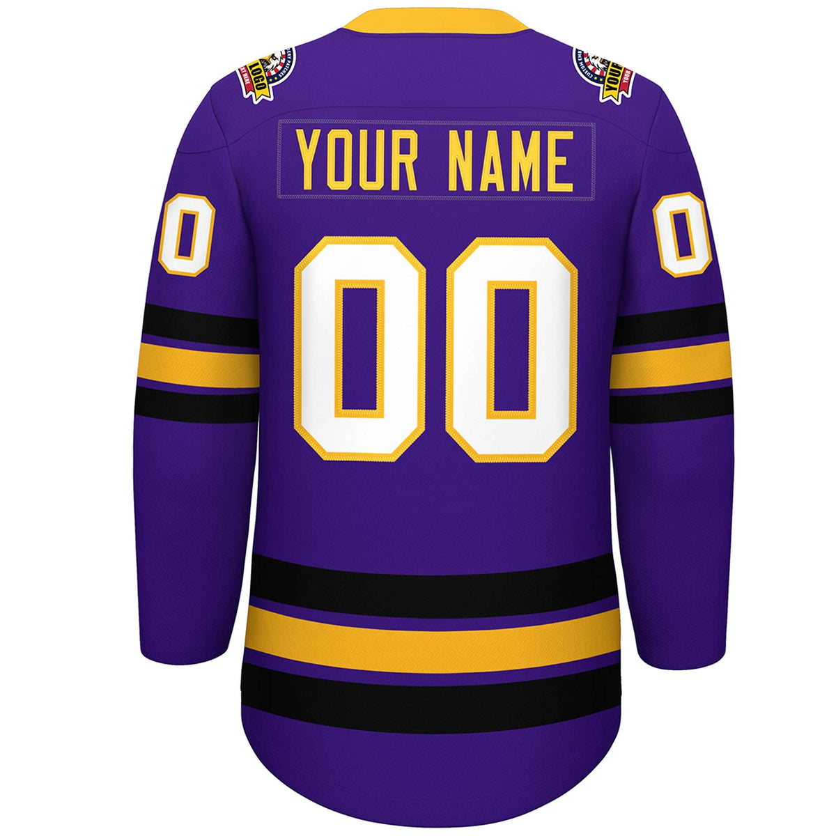 Custom Purple Yellow-Black Lace-Up Neck Hockey Jersey | KXKSHOP