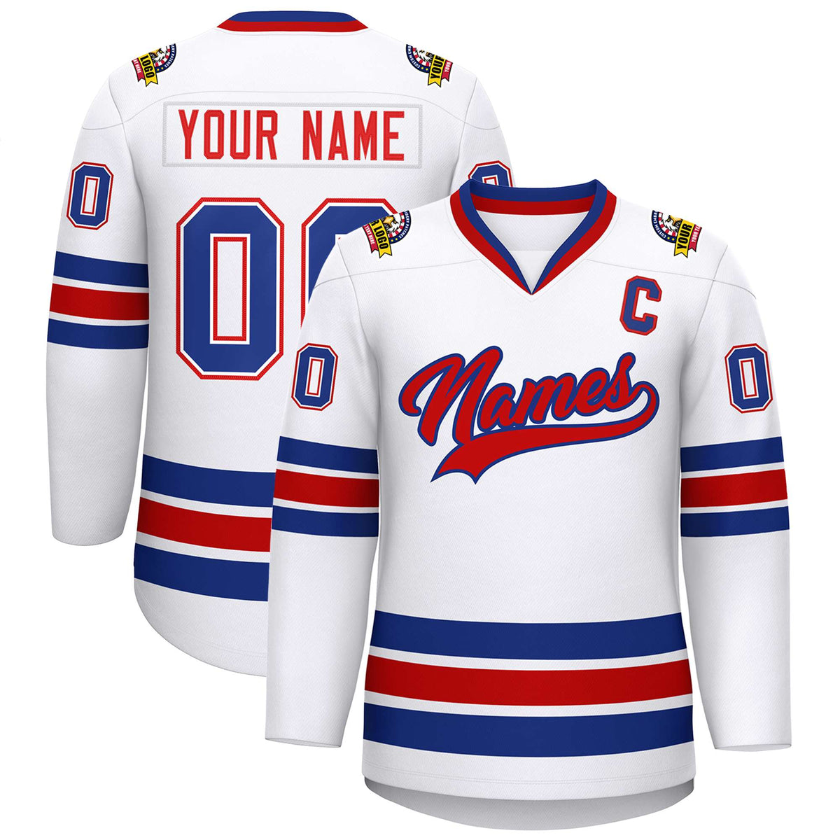 Custom White Red-Royal Classic Style Hockey Jersey | KXKSHOP