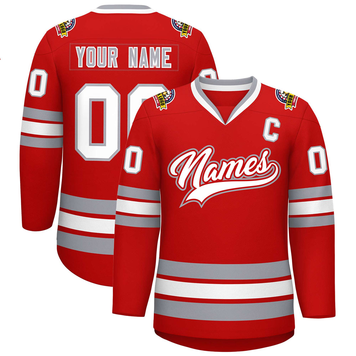 Custom Red White Red-Gray Classic Style Hockey Jersey | KXKSHOP