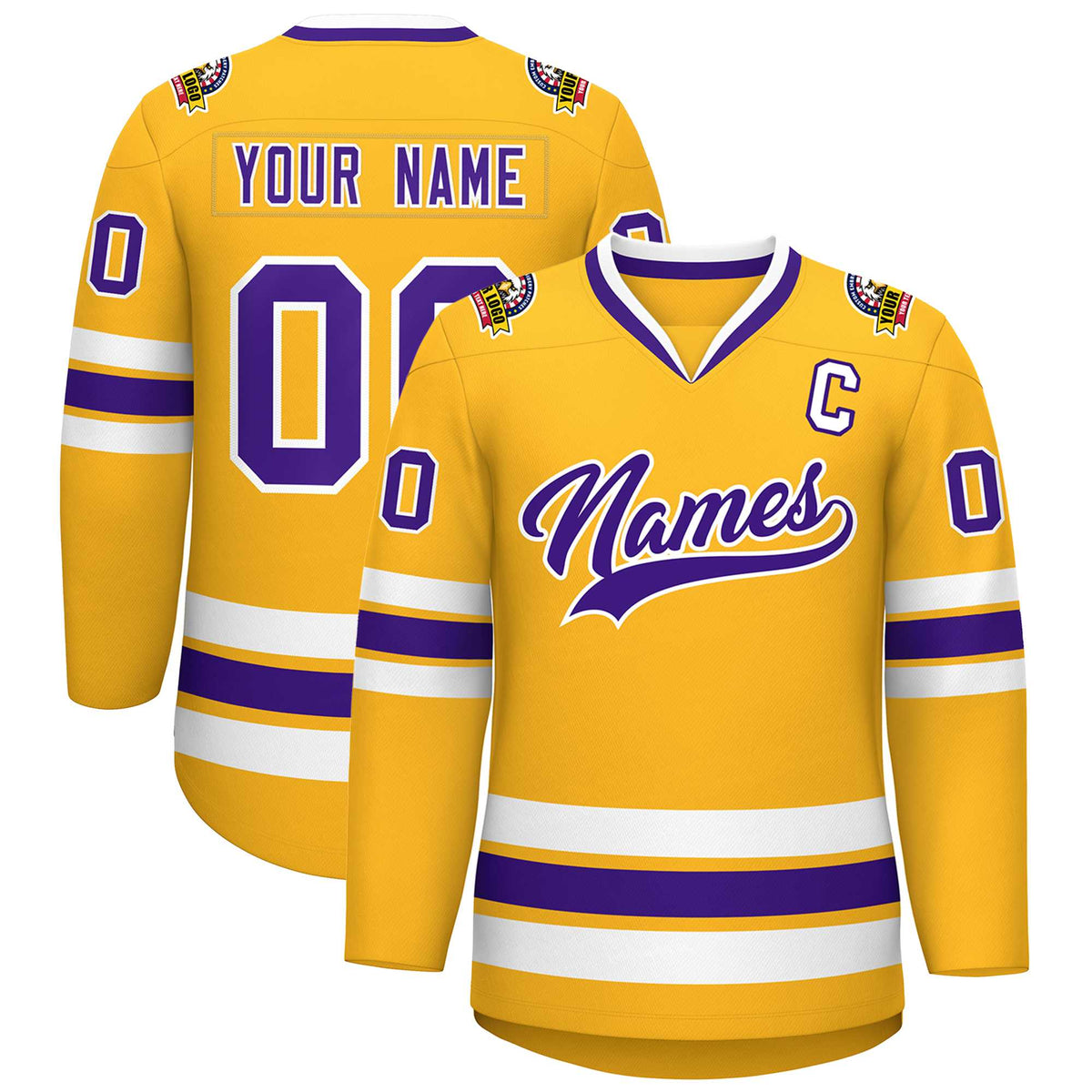 Custom Gold Purple-White Classic Style Hockey Jersey | KXKSHOP