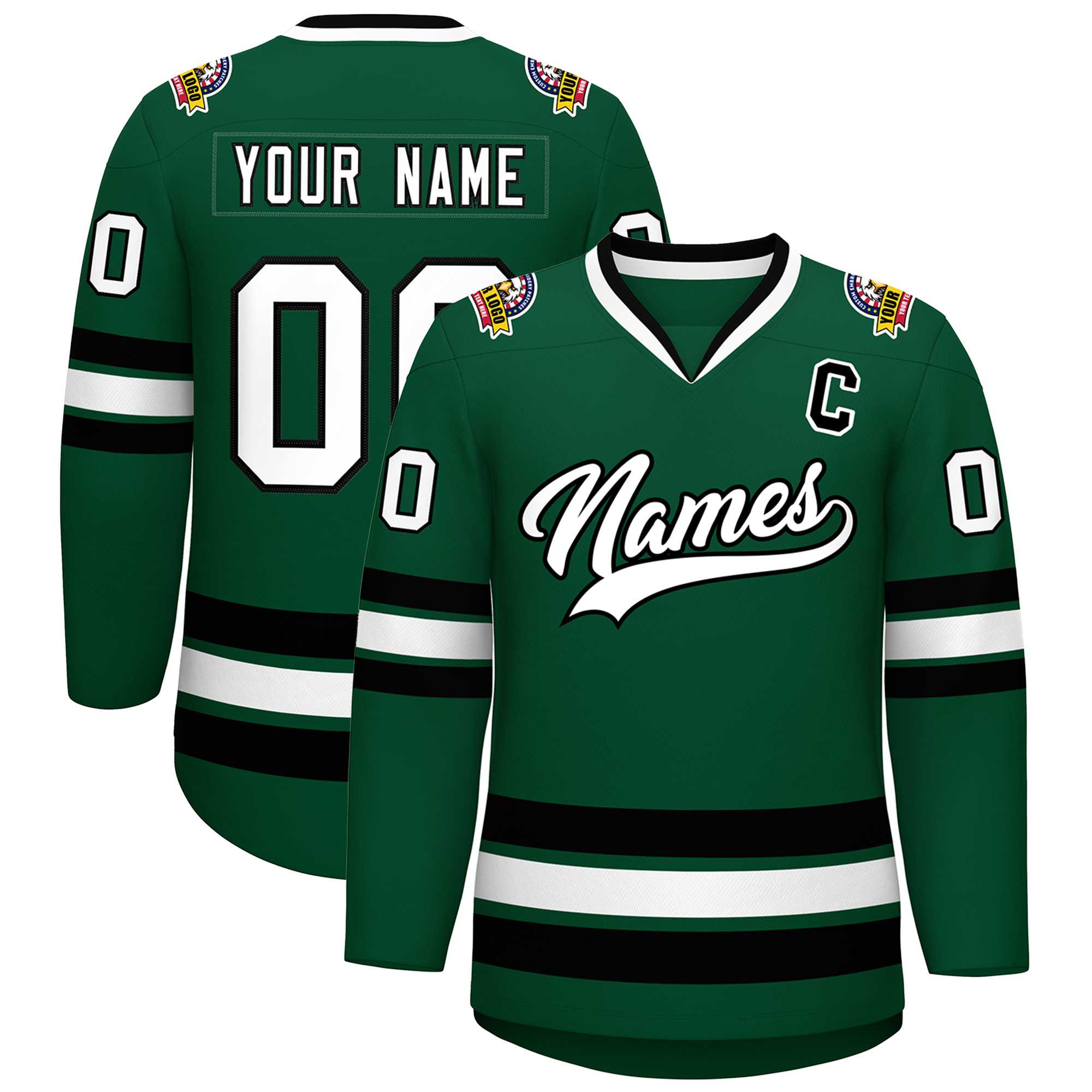 Custom Green White-Black Classic Style Hockey Jersey | KXKSHOP