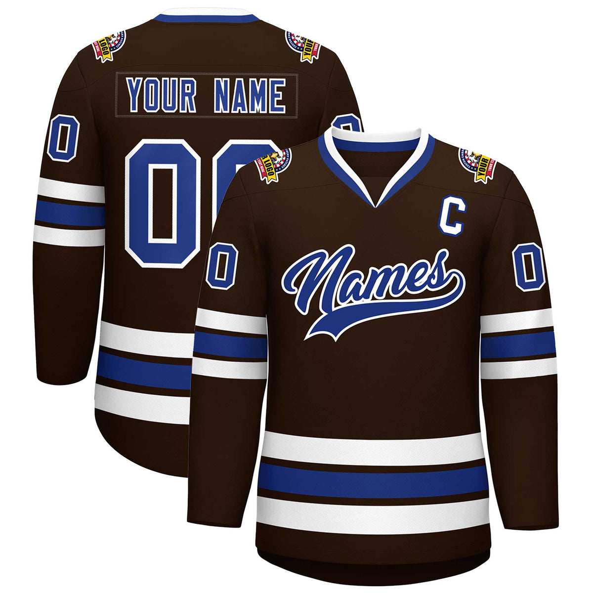 Custom Brown Royal-White Classic Style Hockey Jersey | KXKSHOP