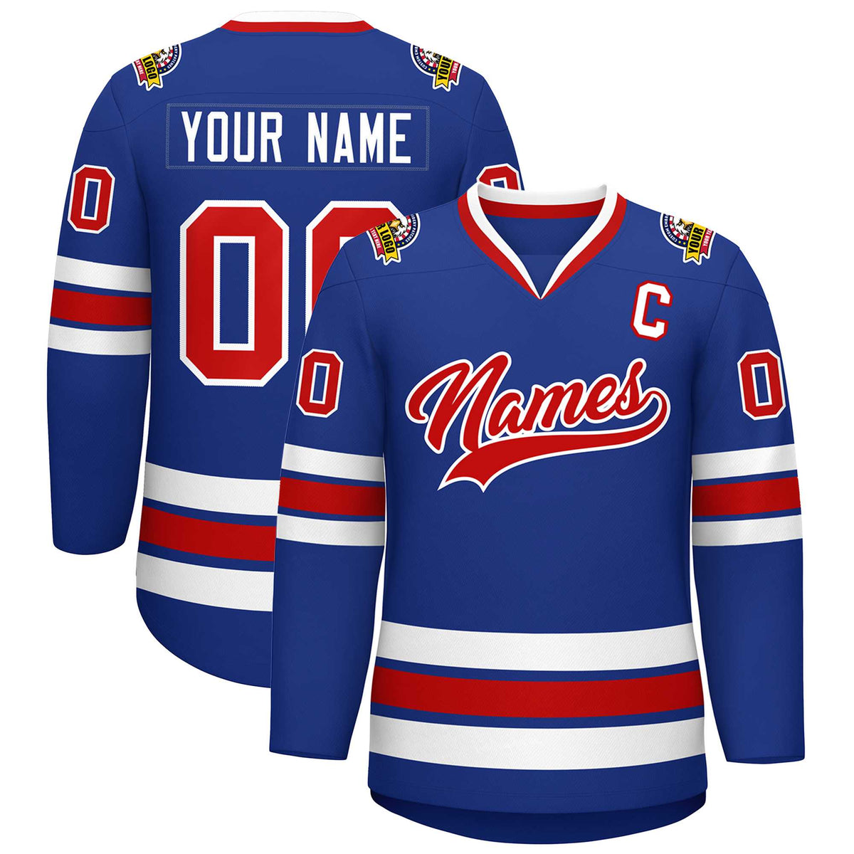 Custom Royal Red-White Classic Style Hockey Jersey | KXKSHOP