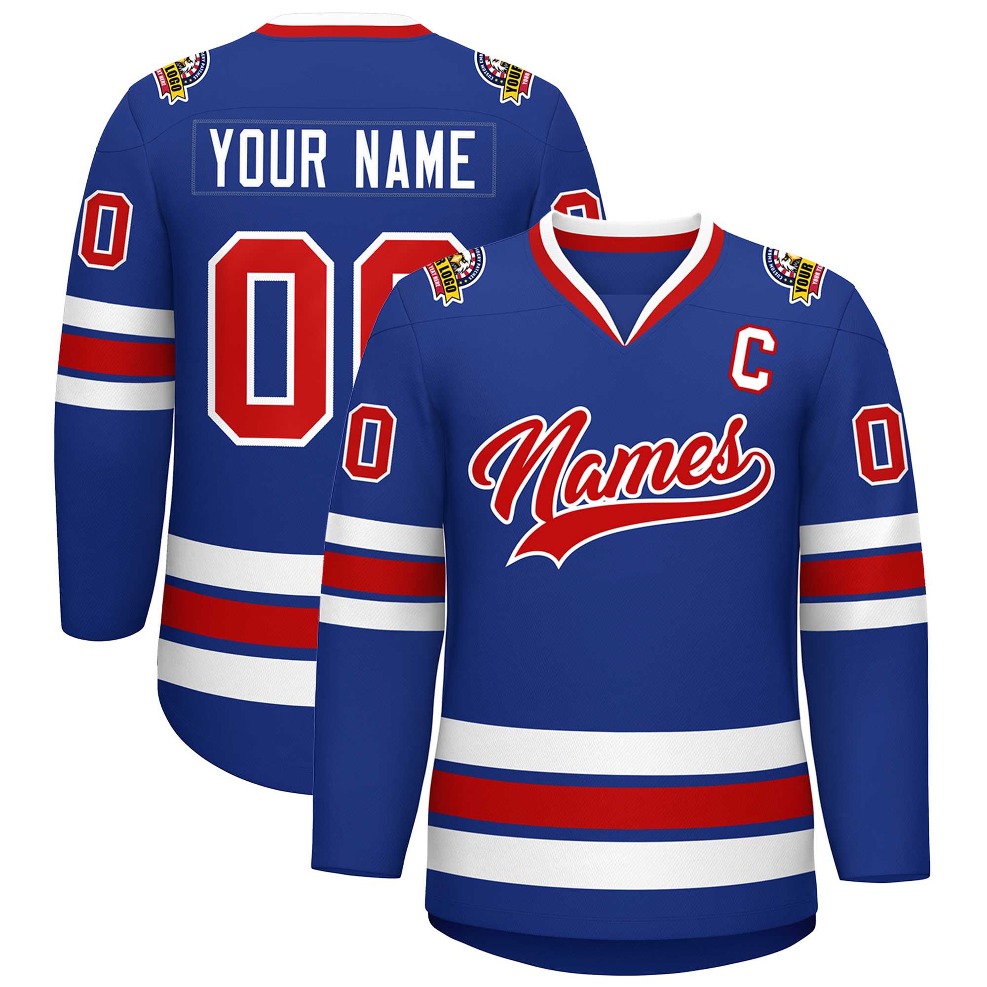 Custom Royal Red-White Classic Style Hockey Jersey | KXKSHOP