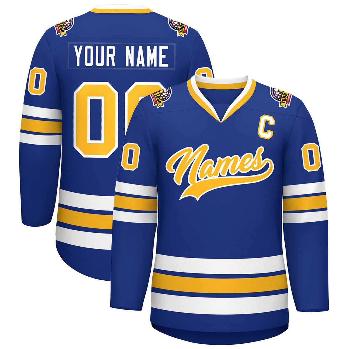 Custom Royal Gold-White Classic Style Hockey Jersey | KXKSHOP