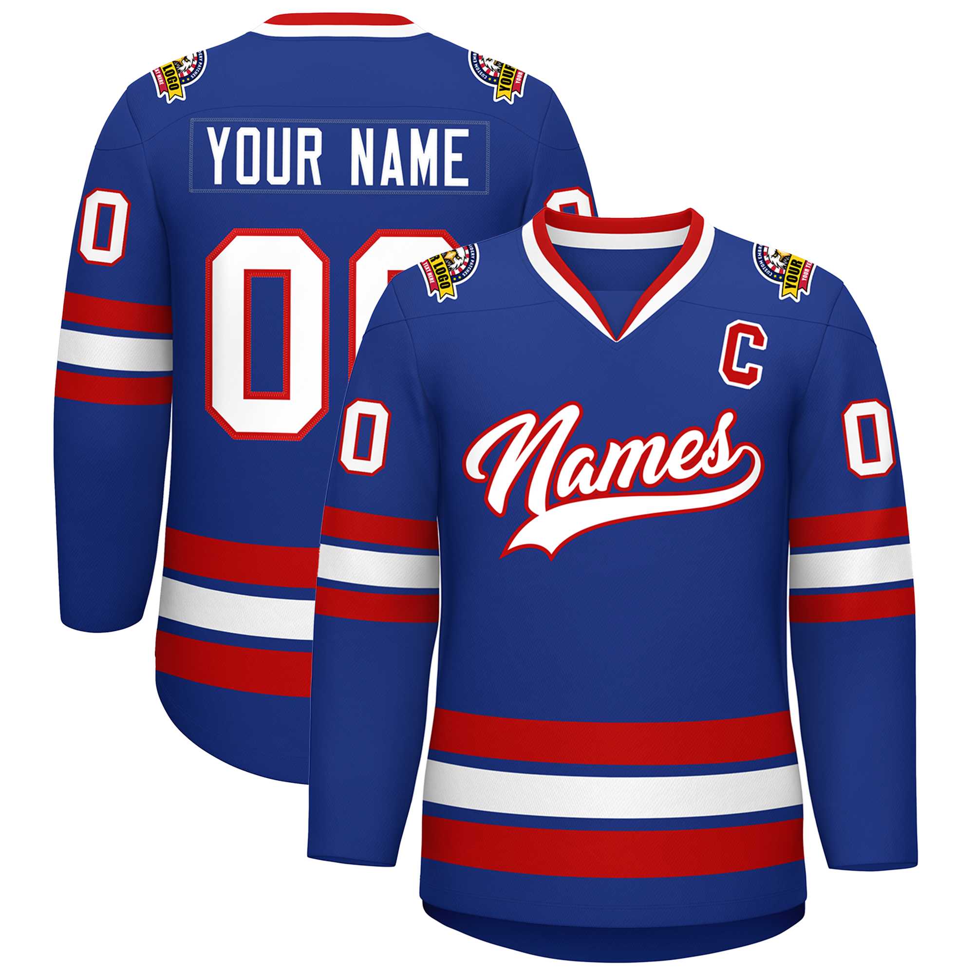 Custom Royal White-Red Classic Style Hockey Jersey | KXKSHOP