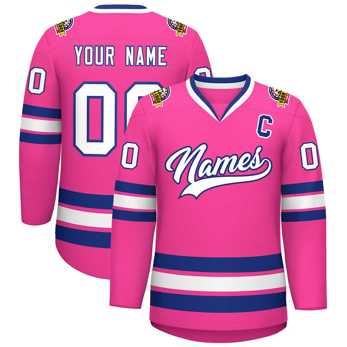 Custom Pink White-Royal Classic Style Hockey Jersey | KXKSHOP