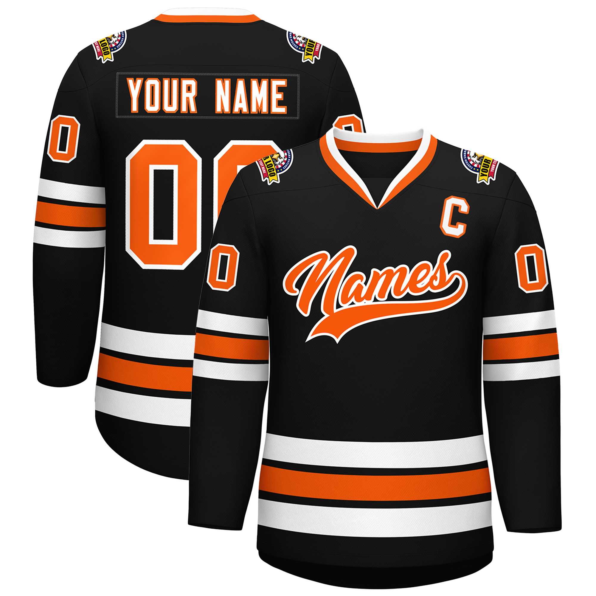 Custom Black Orange-White Classic Style Hockey Jersey | KXKSHOP