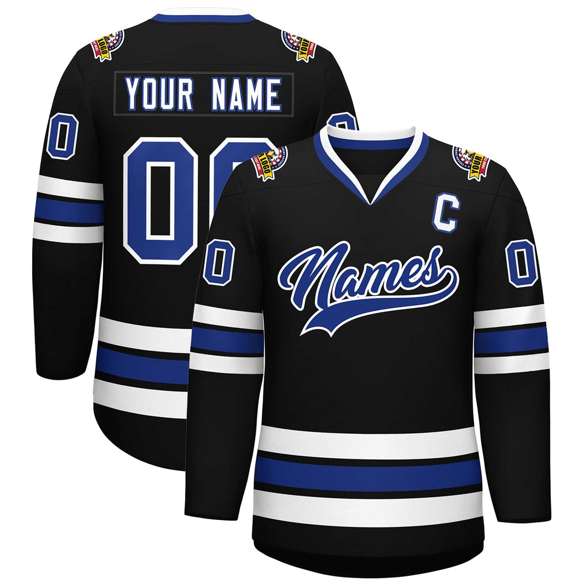 Custom Black Royal-White Classic Style Hockey Jersey | KXKSHOP