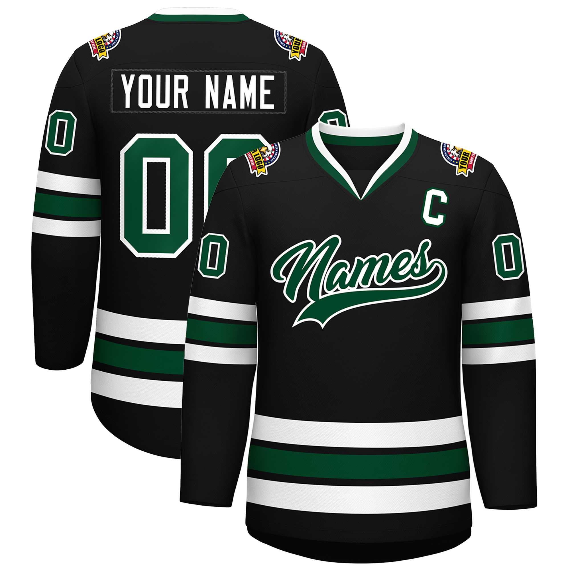 Custom Black Green-White Classic Style Hockey Jersey | KXKSHOP