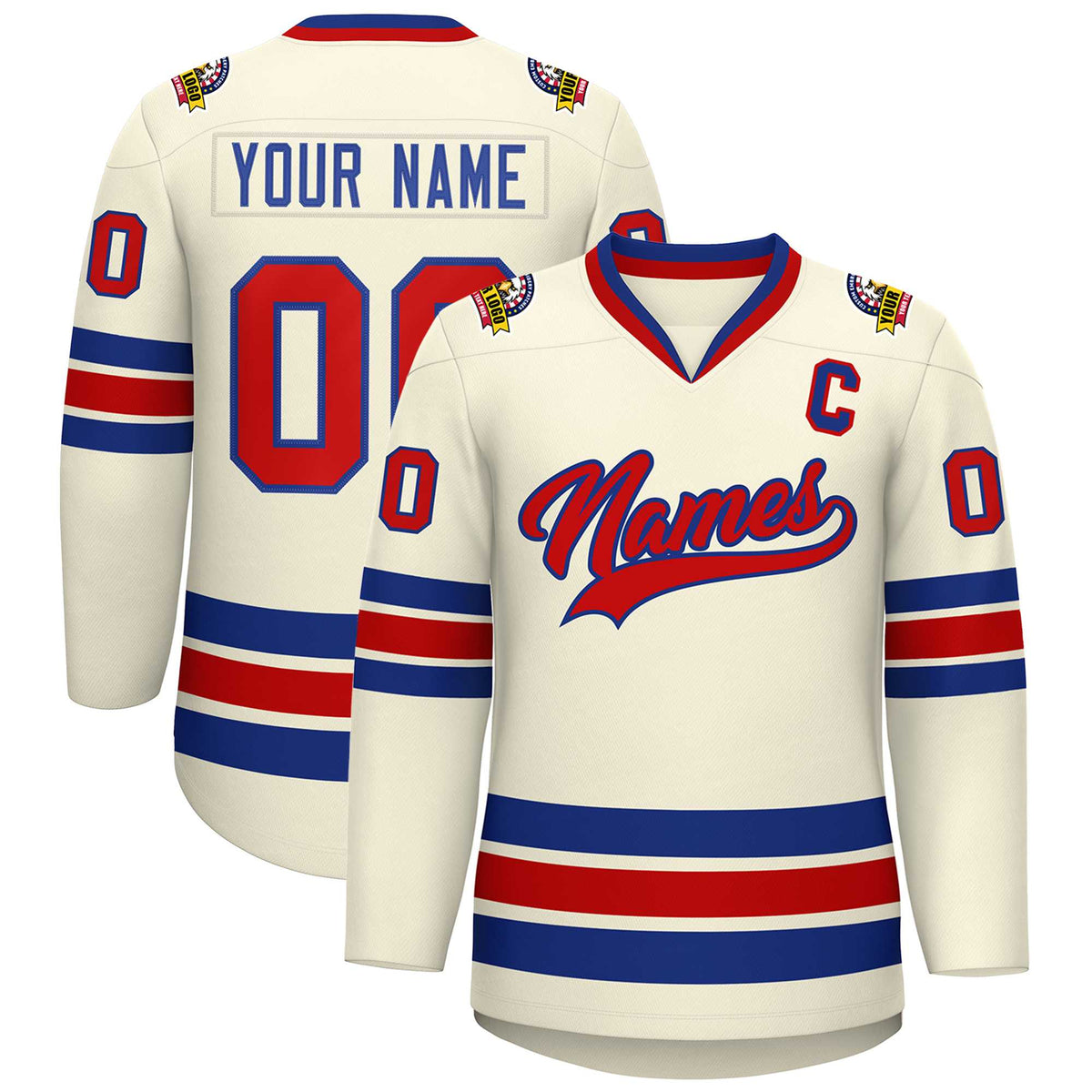Custom Khaki Red-Royal Classic Style Hockey Jersey | KXKSHOP