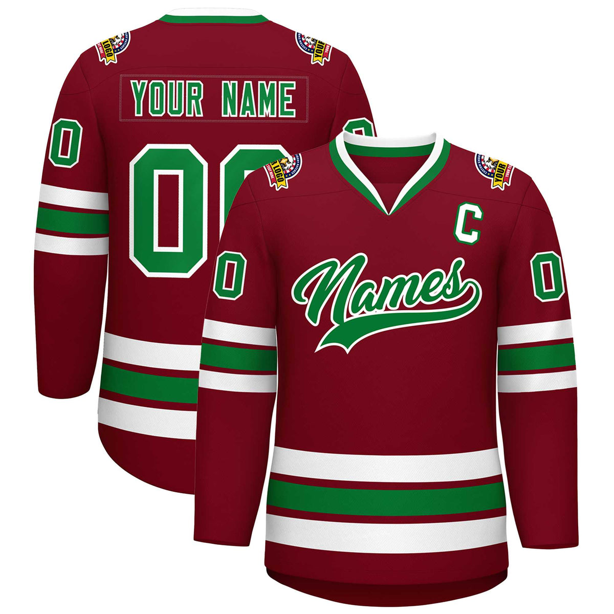 Custom Crimson Kelly Green-White Classic Style Hockey Jersey | KXKSHOP